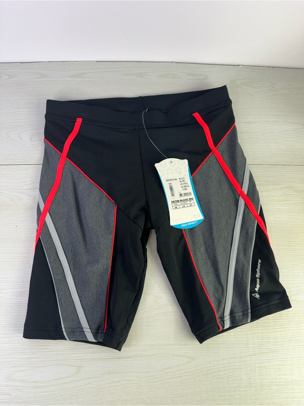 NWT Aqua Sphere Aston Men's Jammers shorts US 34 black red